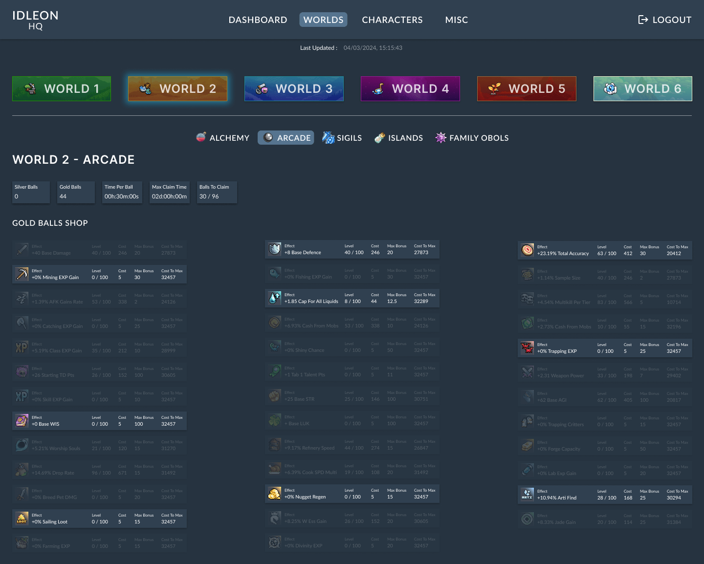 Design frame of the arcade skill for world 2